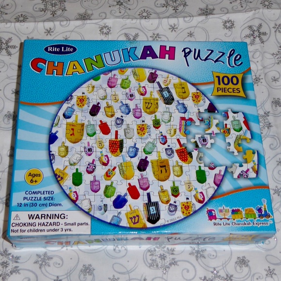 CHANUKAH PUZZLE DREIDELS HANUKKAH RITE LITE FUN GAME FAMILY 100 PC ROUND - Picture 3 of 3